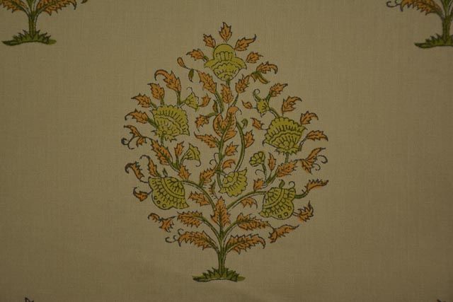 Safari Floral Cotton Hand Block Printed Fabric