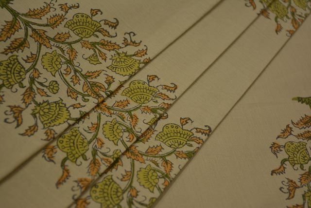 Safari Floral Cotton Hand Block Printed Fabric