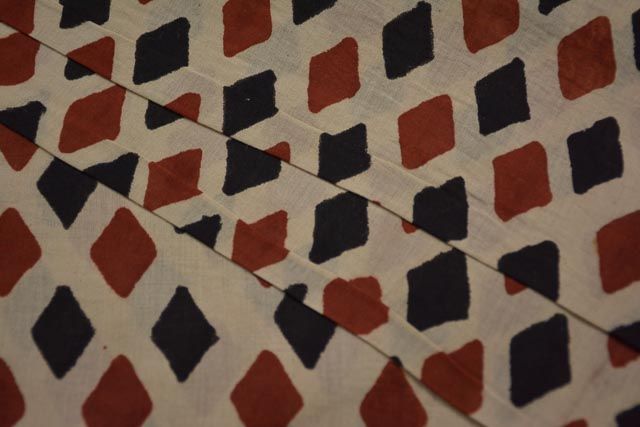 Diamond Bagru Hand Block Print Mulmul Cotton Fabric
