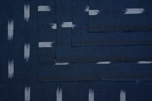 Moroccan Blue Ikat Cotton Fabric Hf3777