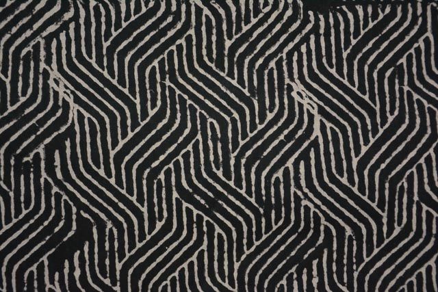 Black And White Geometric Block Print Modal Fabric