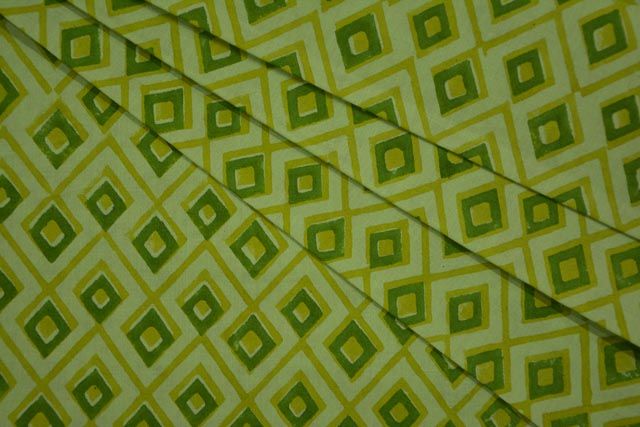 Medow Green Geometric Cotton Hand Block Printed Fabric