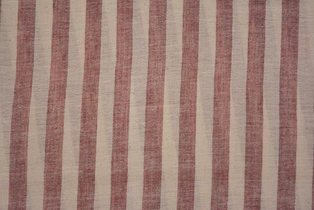 Old Rose And Star White Striped Organic Handloom Cotton Fabric