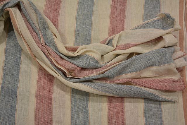 Multi Color Striped Organic Handloom Cotton Fabric