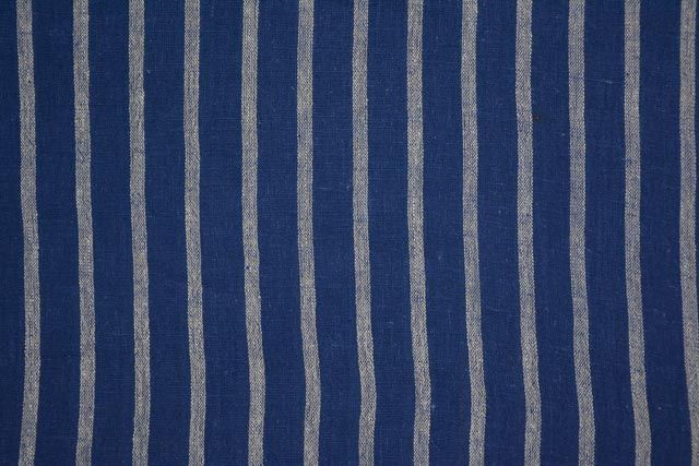 Classic Blue And White Striped Organic Handloom Cotton Fabric