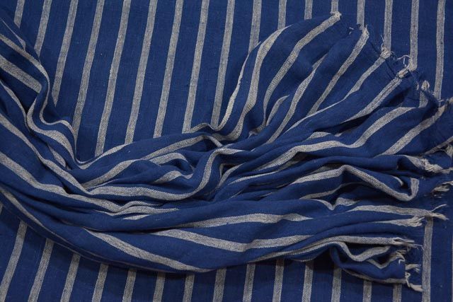 Classic Blue And White Striped Organic Handloom Cotton Fabric