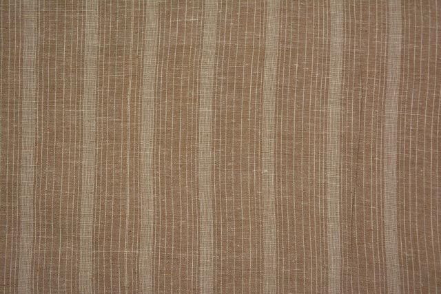 Praline And White Striped Organic Handloom Cotton Fabric