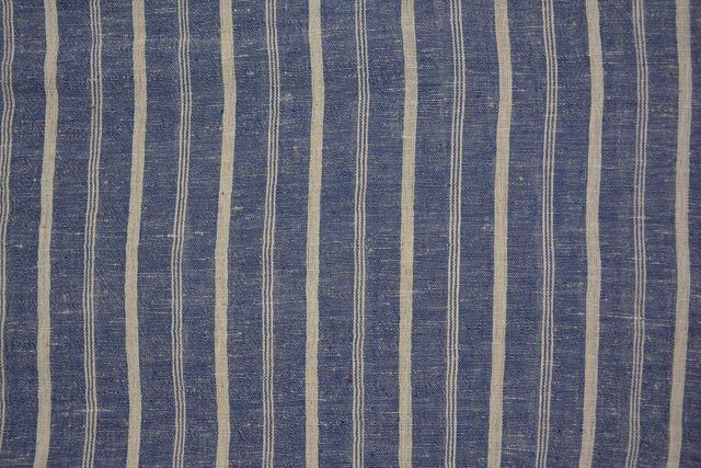 Infinity Blue And White Striped Organic Handloom Cotton Fabric