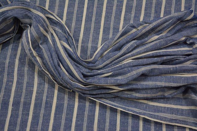 Infinity Blue And White Striped Organic Handloom Cotton Fabric