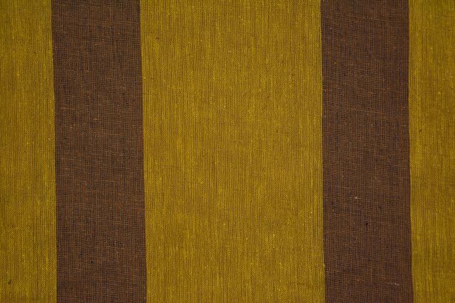 Oil Yellow And Brown Striped Organic Handloom Cotton Fabric