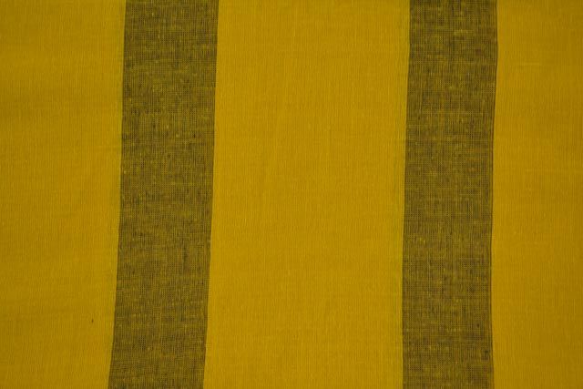 Mimosa And Black Striped Organic Handloom Cotton Fabric
