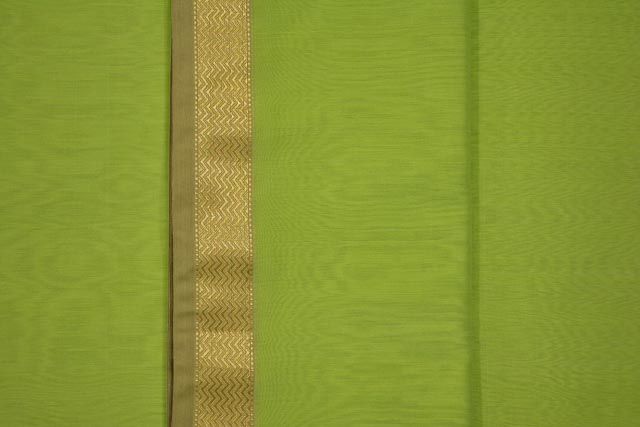 Greenery Zari Border Maheshwari Silk Handloom Fabric