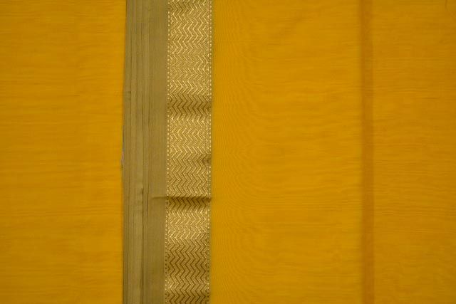 Citrus Zari Border Maheshwari Silk Handloom Fabric