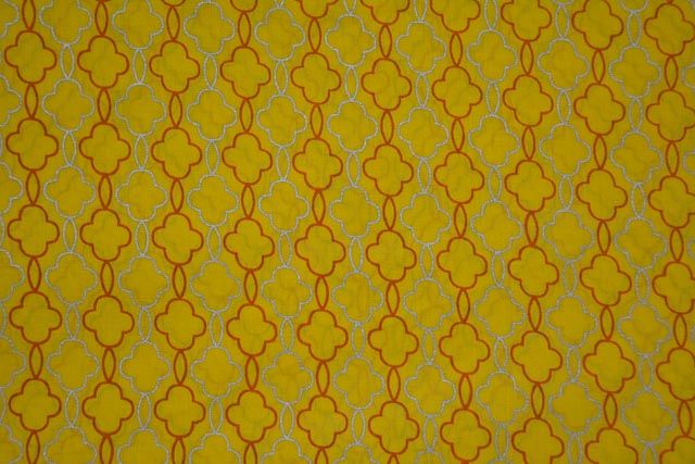 Lemon Zest Chain Printed  Mulmul Fabric