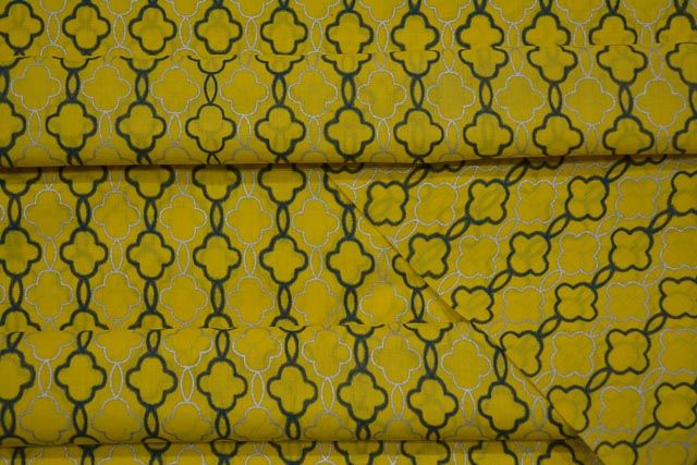Goldfinch Chain Printed  Mulmul Fabric