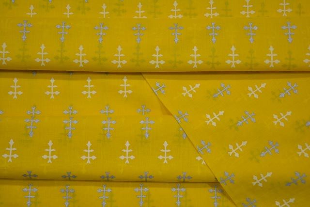Empire Yellow Floral Printed  Mulmul Fabric