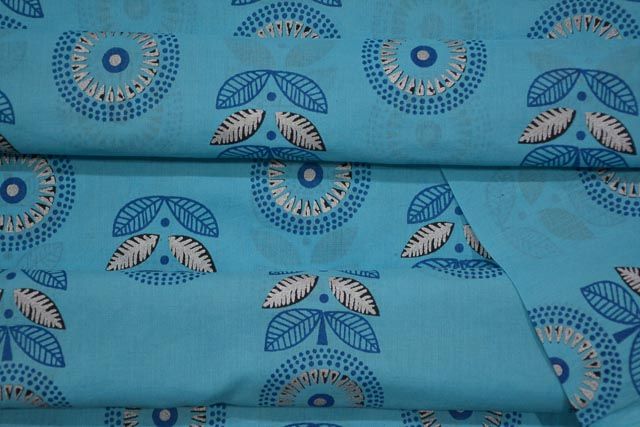 Blue Atoll Floral Printed  Mulmul Fabric