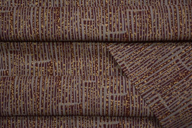 Sleet And Chocolate Striped Printed Cotton Fabric