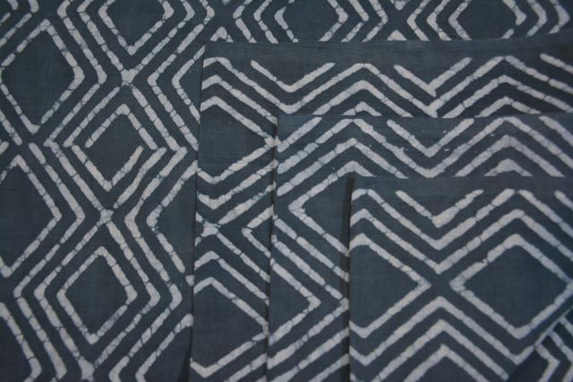 Indigo Diamond Mulmul Block Print Fabric