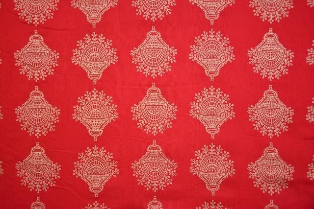 Gold Printed Red Indian Rayon Fabric