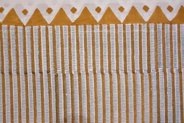 Mustard Cotton Geometric Block Print Fabric