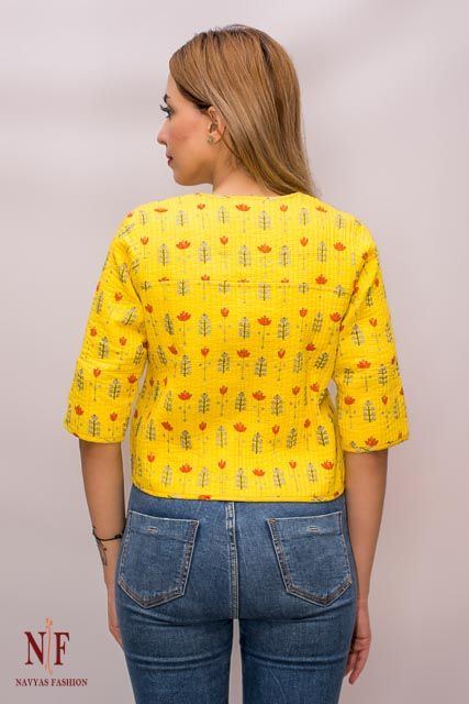 Yellow & Red Reversible Short Quilted Jacket