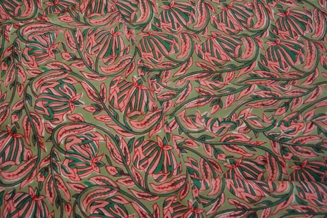 Multicolor Leaf Print Fine Rayon Fabric