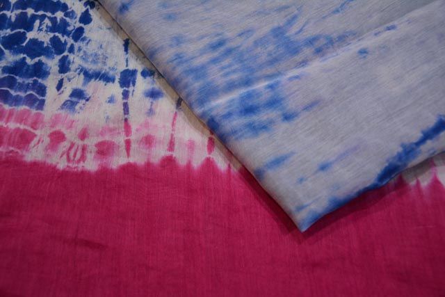 Multi Colored Shibori Print Chanderi Fabric