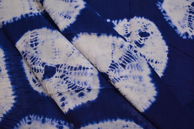 Shibori Print Blue Chanderi Fabric