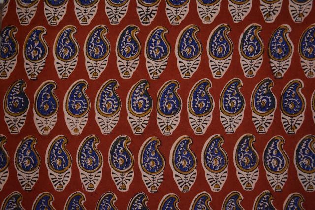 Bagru Red Cotton Paisley Print Fabric