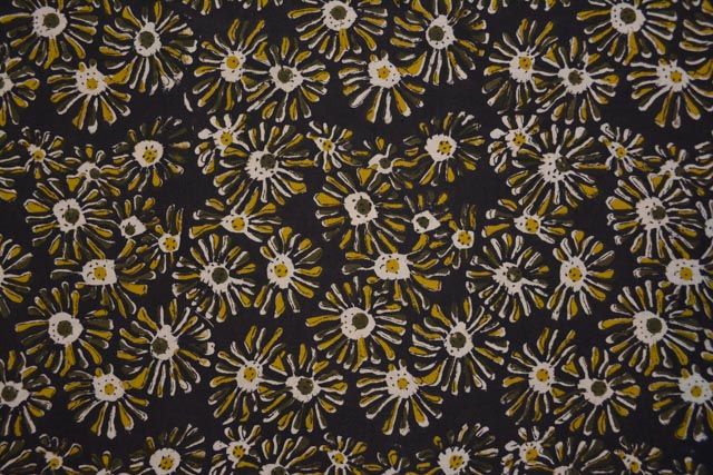 Black Cotton Floral Print Fabric