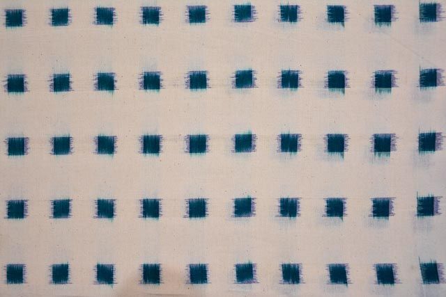 White And Blue Double Ikat Fabric