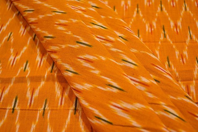 Orange Ikat Cotton Fabric