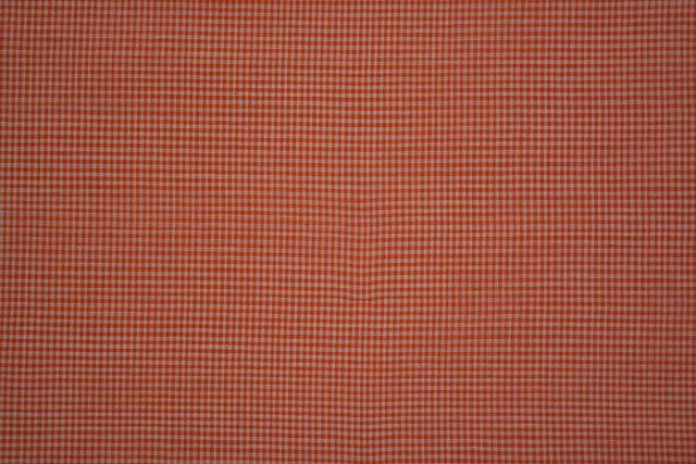 Dusty Orange Checks Pattern Mangalgiri Pure Handloom Cotton Fabric