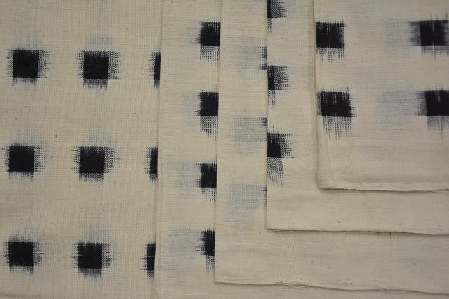 White And Black Double Ikat Cotton Fabric 