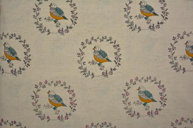 Sugar Swizzle Bird Print Flax Cotton Fabric