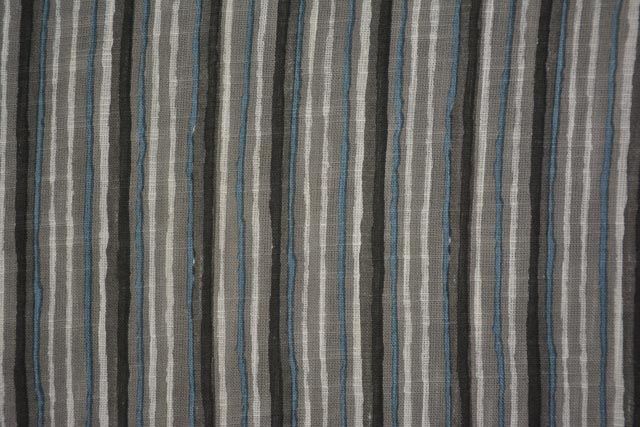 Gray And Black Stripes Print Indian Flax Rayon Fabric