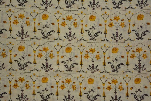 Sweet Corn Floral Print Indian Slub Cotton Fabric