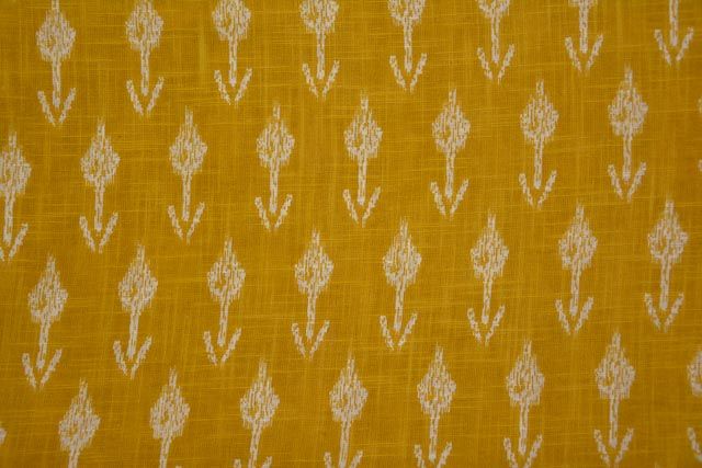 Spicy Mustard Arrow Print Indian Slub Rayon Fabric