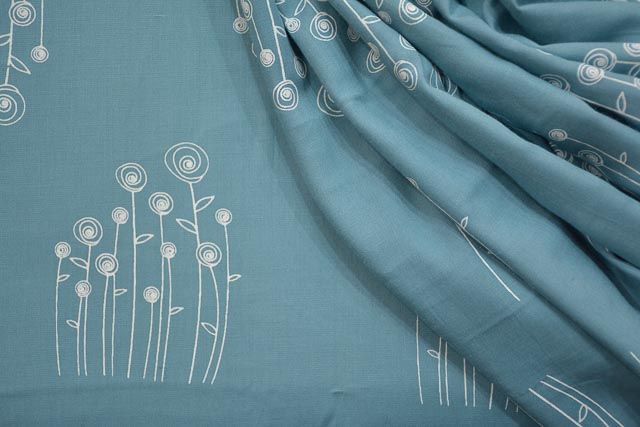 Aqua Sea Floral Rayon Fabric