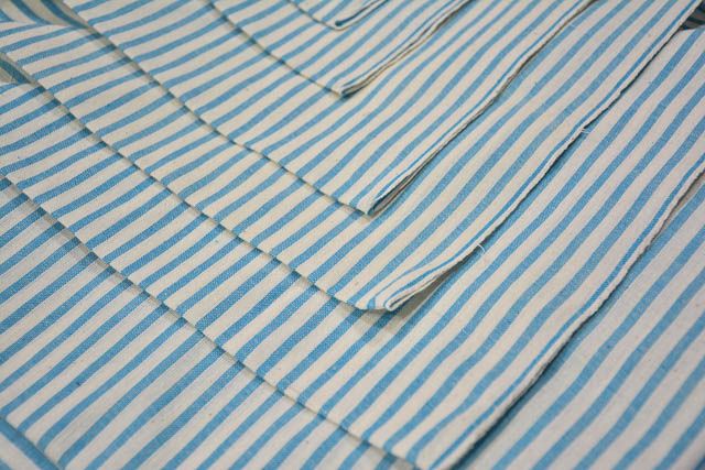 White And Blue Handwoven Cotton Fabric