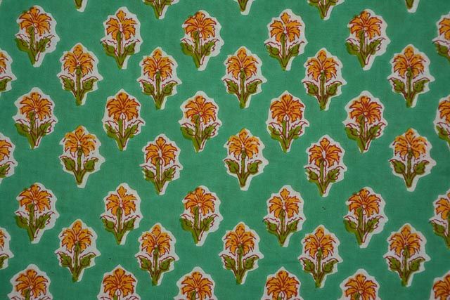 Vivid Green Floral Printed Cotton Fabric
