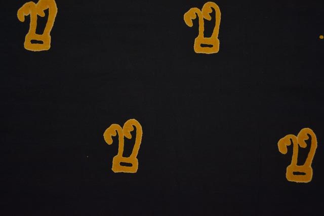 Black And Mustard Hand  Block Print Cotton Fabric
