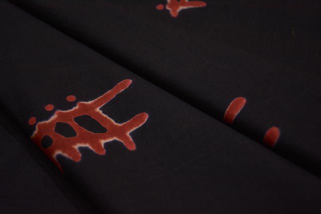 Black And Red Block Print Cotton Fabric