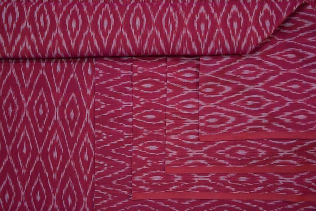 Dark Pink Handloom Fine Ikat Fabric