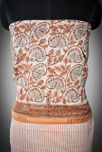 3 Piece Chanderi Silk & Cotton Block Print Salwar Suit