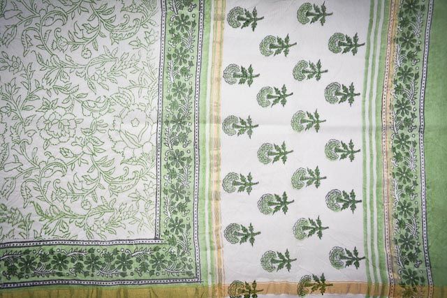 3 Piece Chanderi Silk & Cotton Block Print Salwar Suit
