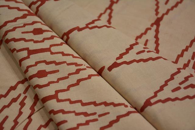 Bagru Red Diamond Block Printed Cotton Fabric