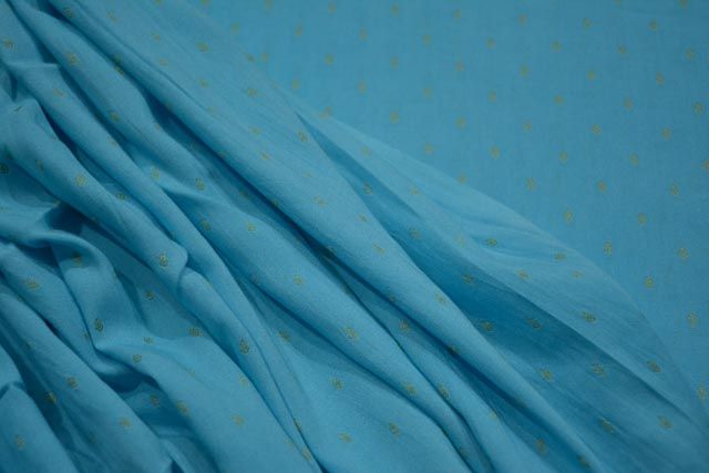 Capri Blue Woven Motif Small Booti Cotton Fabric