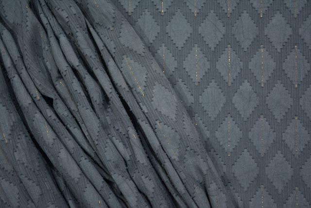 Sedona Sage Golden Zari Diamond Cotton Fabric